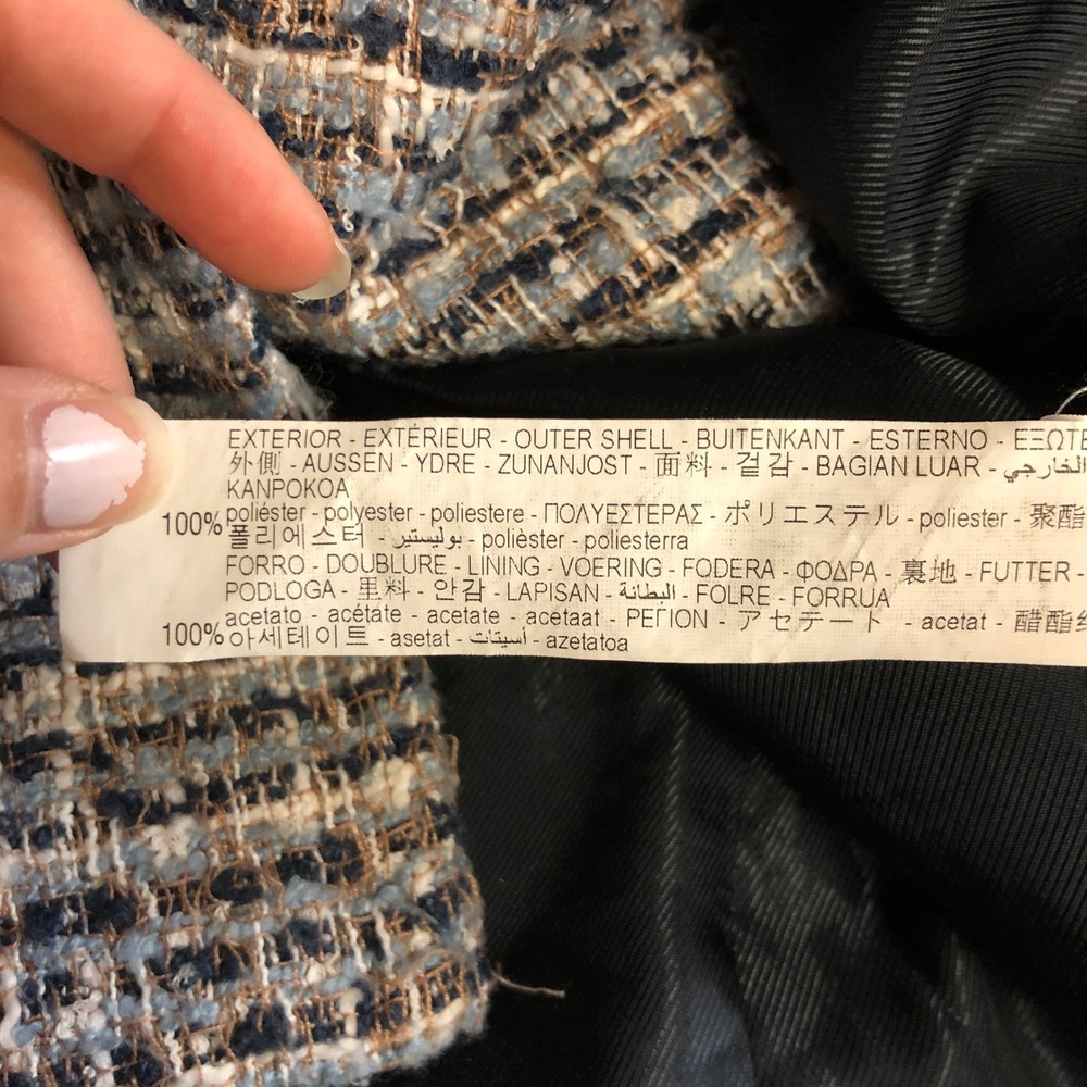 Zara Womens Textured Multicolor Tweed Double Breasted Blazer Size L Career - Picture 12 of 16